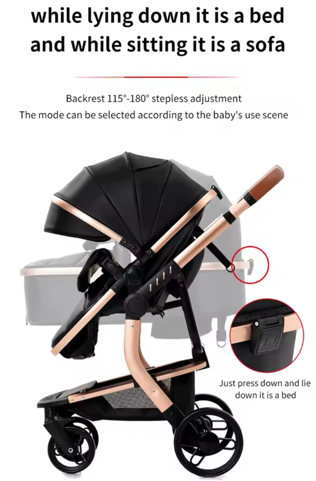 Leichter 3-in-1 Kinderwagen – Komfort und Flexibilität für Ihr Baby Khaki - Luxus