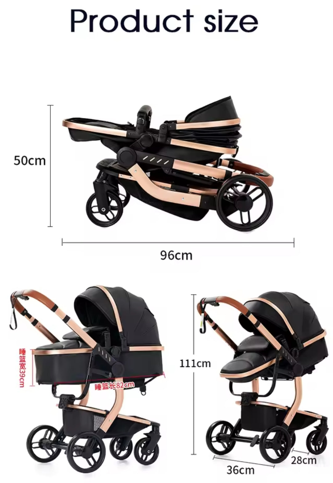 Leichter 3-in-1 Kinderwagen – Komfort und Flexibilität für Ihr Baby Khaki - Luxus