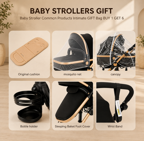 3in1 Kinderwagen Set hoch, Buggy klappbar mit Zubehör & Wendbarem Sitz braun