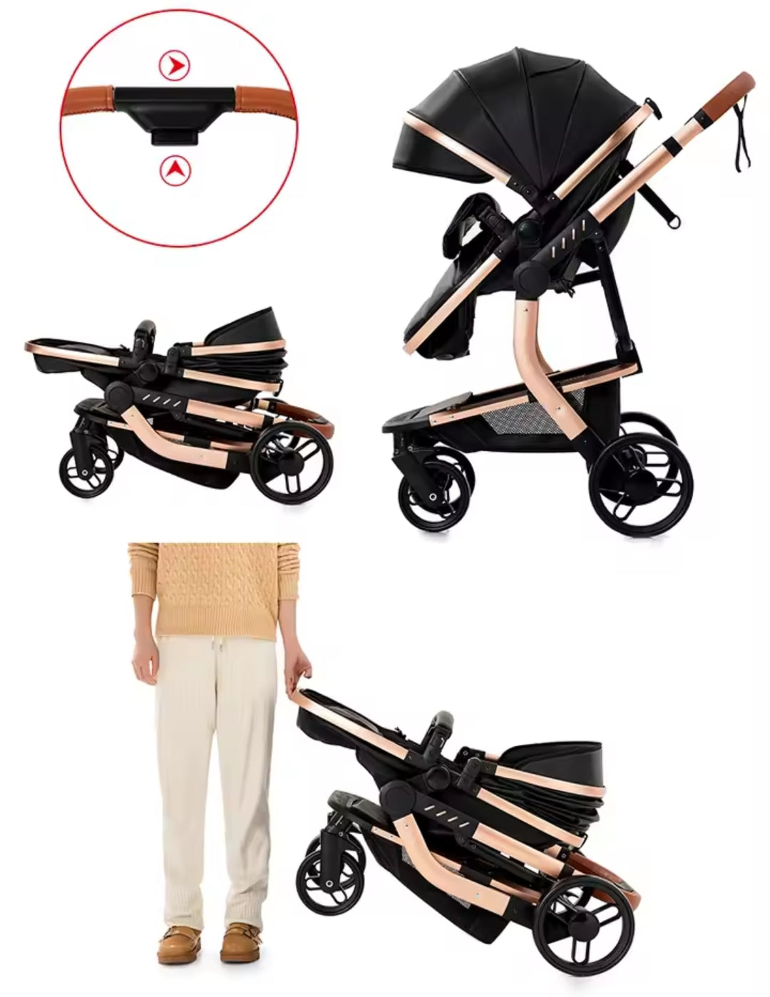 Leichter 3-in-1 Kinderwagen – Komfort und Flexibilität für Ihr Baby Khaki - Luxus