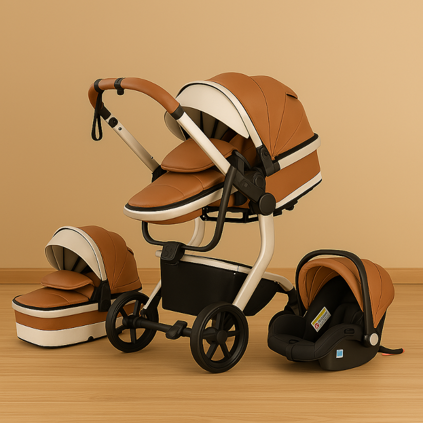 Leichter 3-in-1 Kinderwagen – Komfort und Flexibilität für Ihr Baby Khaki - Luxus